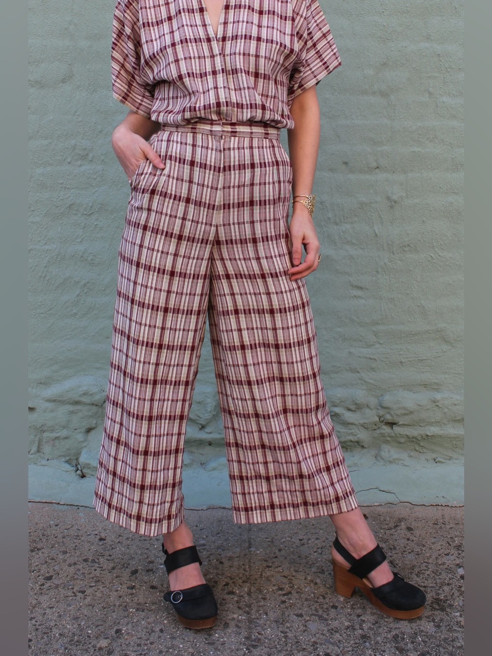 SALVAGE CLOTH Slow Fashion Sustainable Made in NYC Wide Leg Crinkle Pants Large